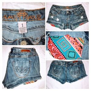 Almost famous blue jean shorts fringe bottoms